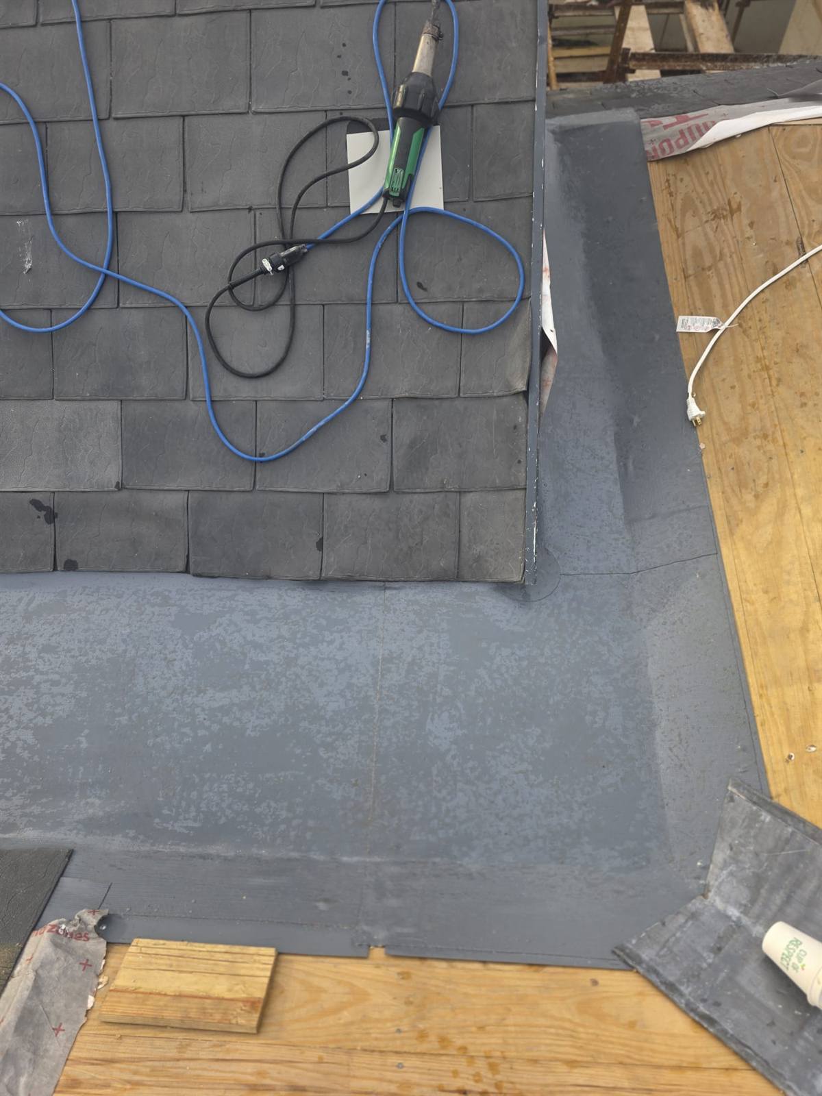 Single-ply valley beneath shingle roof, Barbados
