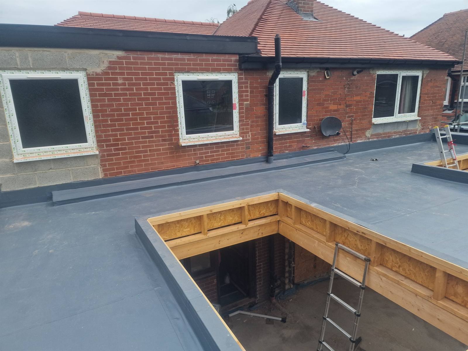 Completed single-ply extension roof, Sprotbrough