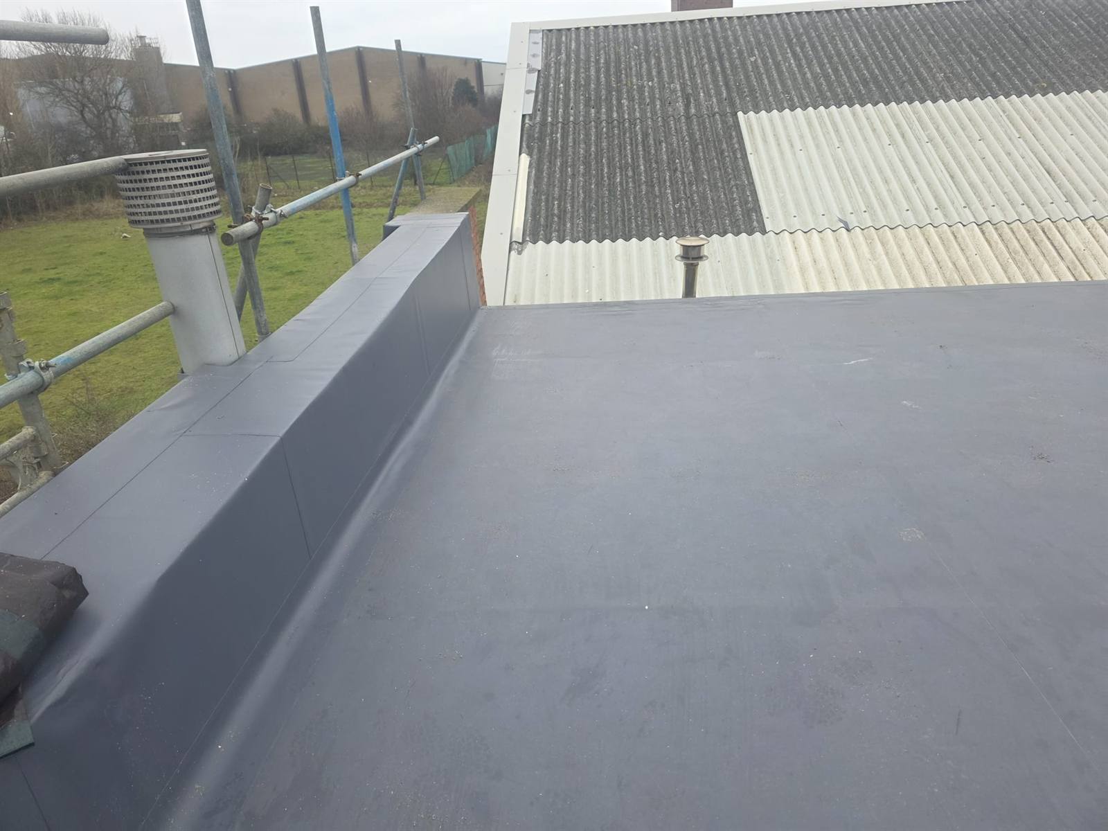 Commercial roof overlay in progress, Suits Direct Hartlepool