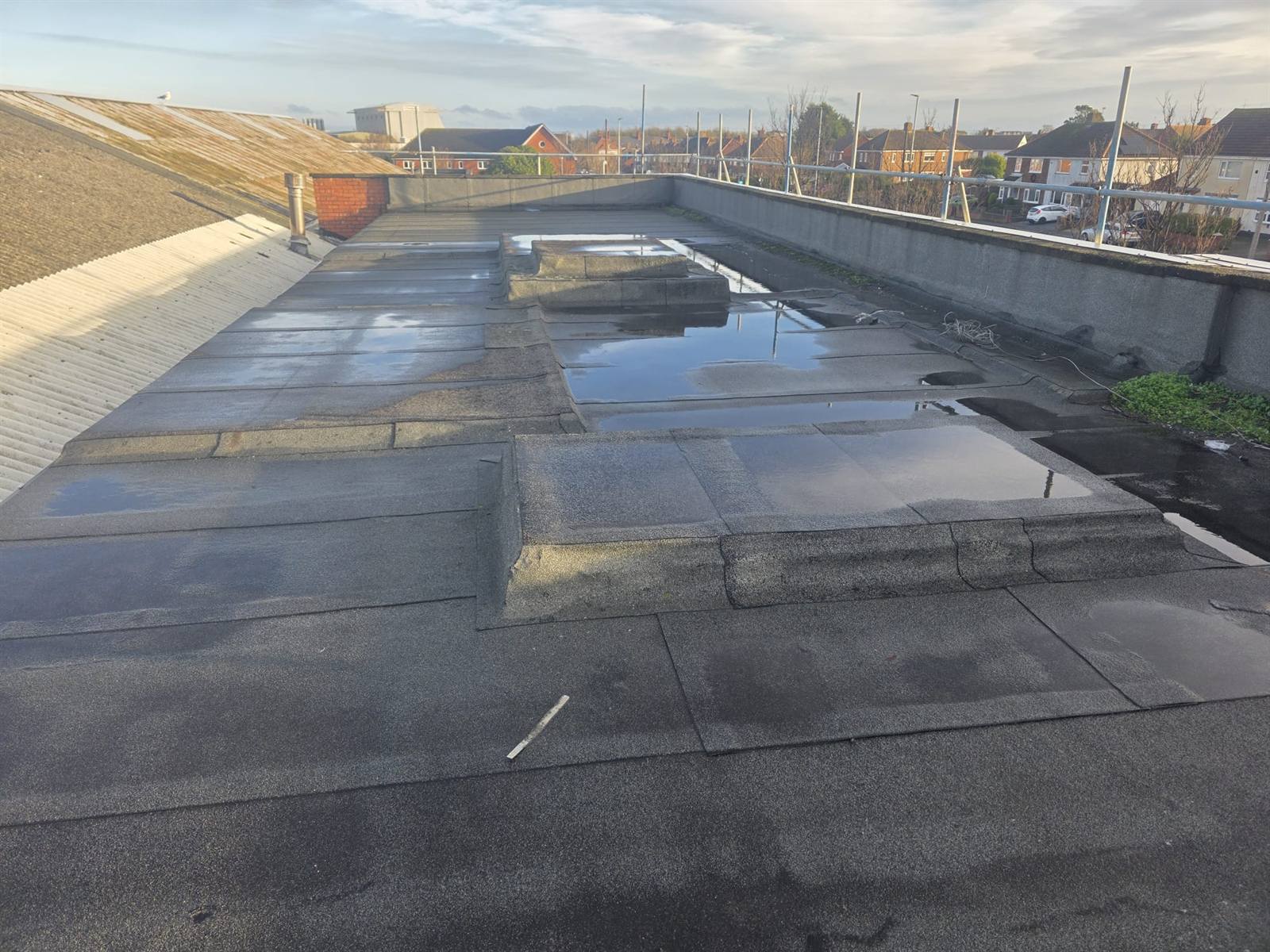 Single-ply detailing on commercial roof, Hartlepool